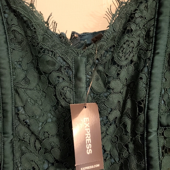 Express Piped Lace Sheath Dress Emerald Green - Picture 6 of 10